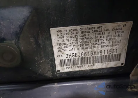 2000 Honda Civic Value Package from USA, damaged, VIN 2HGEJ6616YH511551